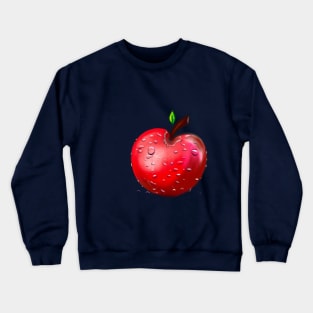 Wet red apple with water droplets Crewneck Sweatshirt